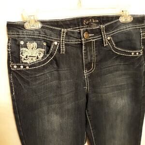 Earl Women's Jeans Junior Size 11 Lots of beading & Embroidery BLING EUC